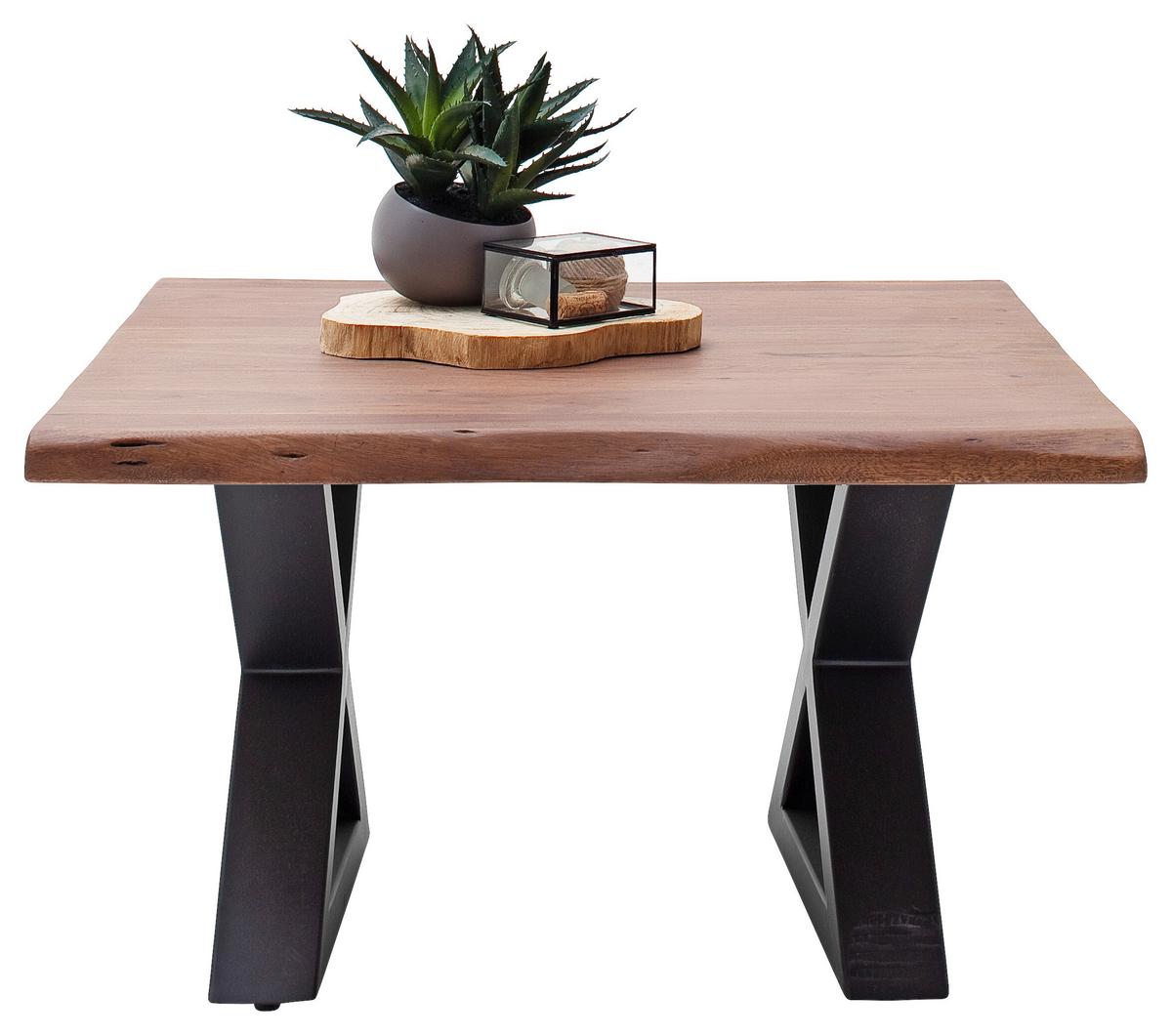Couchtisch Holz mit Massiver Tischplatte Cartagena, Akazie - Anthrazit/Walnussfarben, MODERN, Holz/Metall (75/45/75cm)