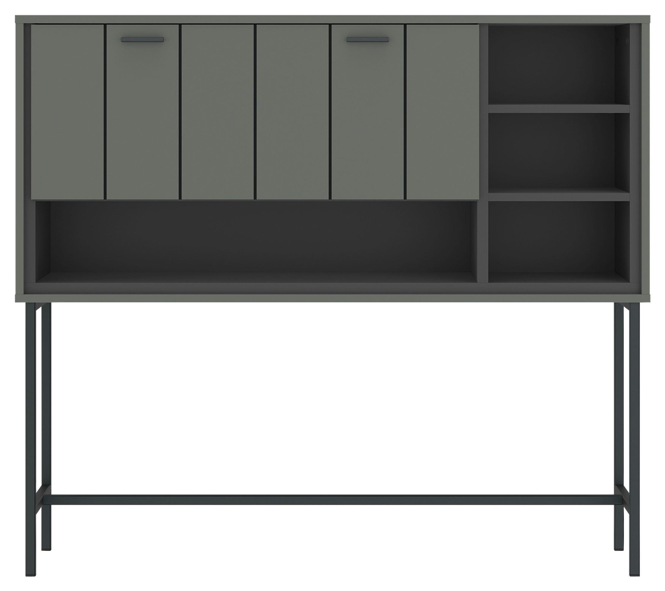 Bar Shirley Grau/Grün/Schwarz B: 127 cm - Schwarz/Grau, Design, Holzwerkstoff (127/112,5/40cm)