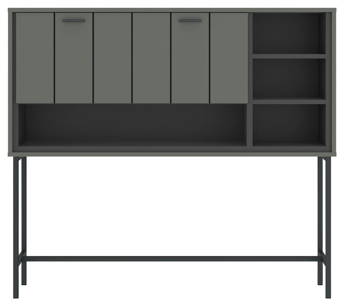 Bar Shirley Grau/Grün/Schwarz B: 127 cm - Schwarz/Grau, Design, Holzwerkstoff (127/112,5/40cm)