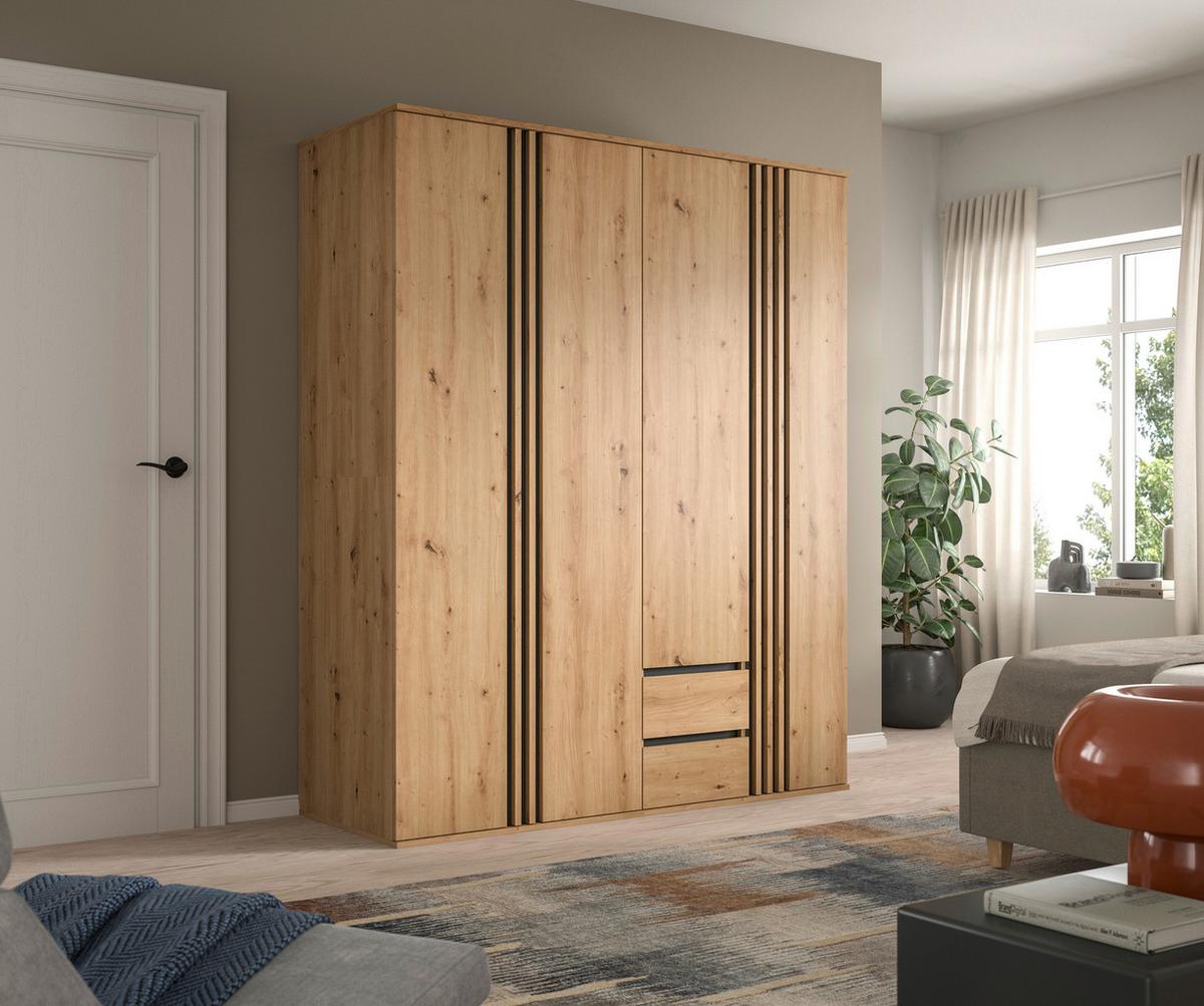 Drehtürenschrank Tofta Eiche Dekor/Anthrazit B: 160cm - Anthrazit/Eiche Artisan, ROMANTIK / LANDHAUS, Holzwerkstoff (160/190/56cm) - Livetastic