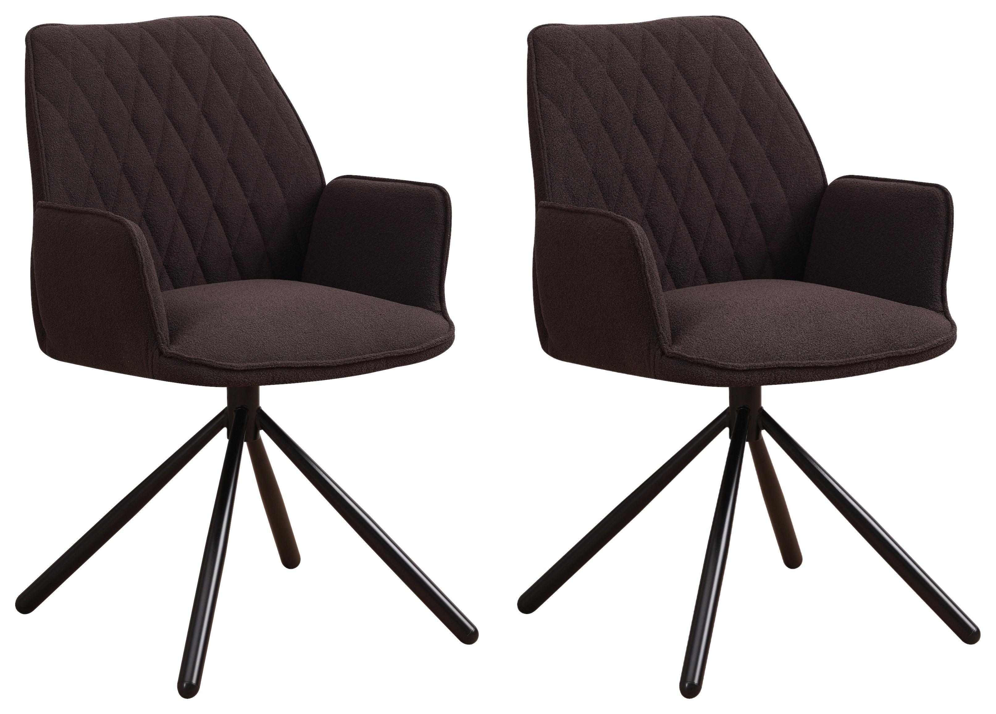Armlehnstuhl-Set Reims - Schwarz/Braun, Design, Textil/Metall (56/97/52,5cm) - MID.YOU