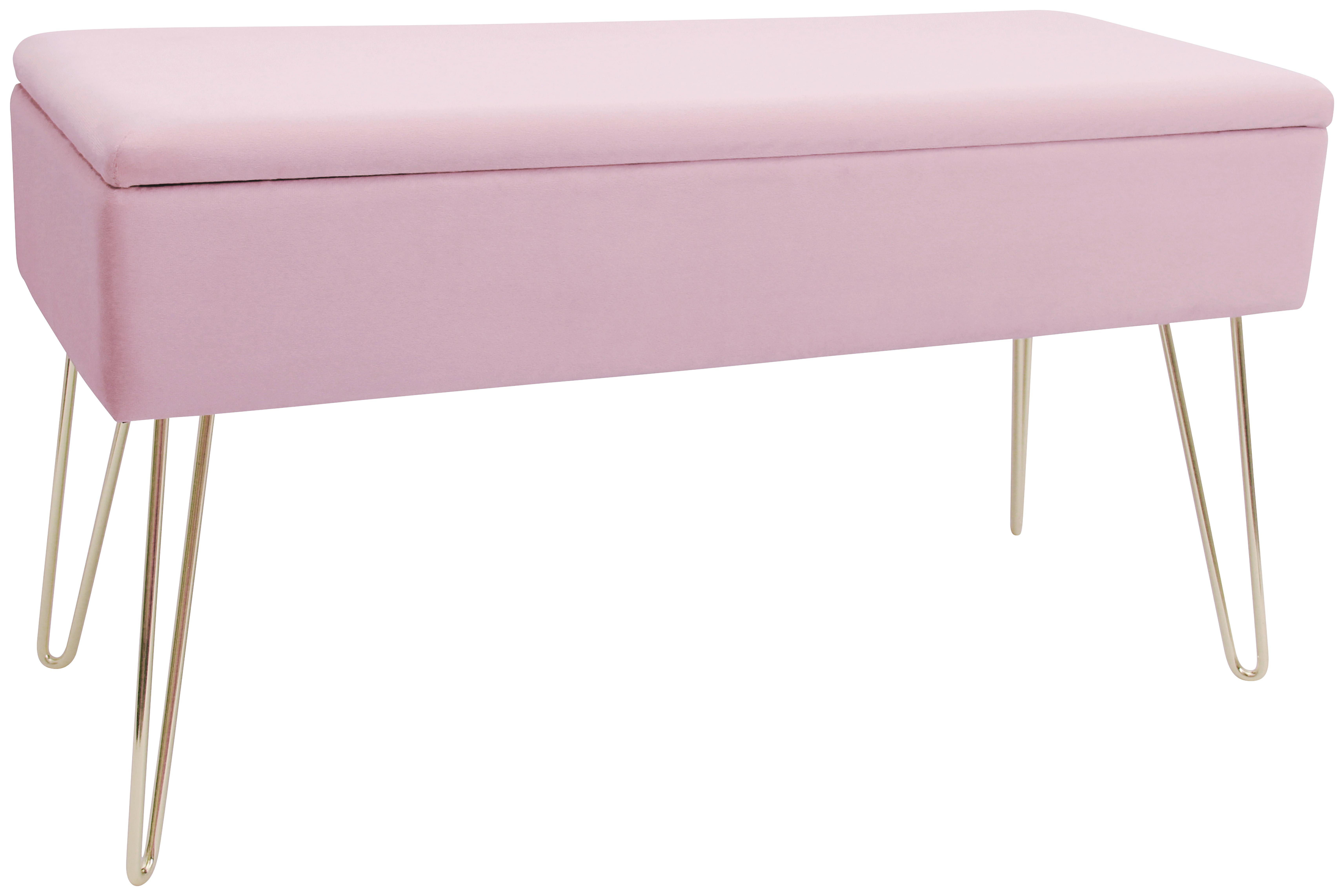 Hockerbank Scarlett Vlies Rosa H: 42 Cm Inkl. Stauraum - Goldfarben, Design, Textil (75/42cm) - Echtwerk