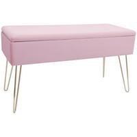 Hockerbank Scarlett Vlies Rosa H: 42 cm inkl. Stauraum - Goldfarben, Design, Textil (75/42cm) - Echtwerk