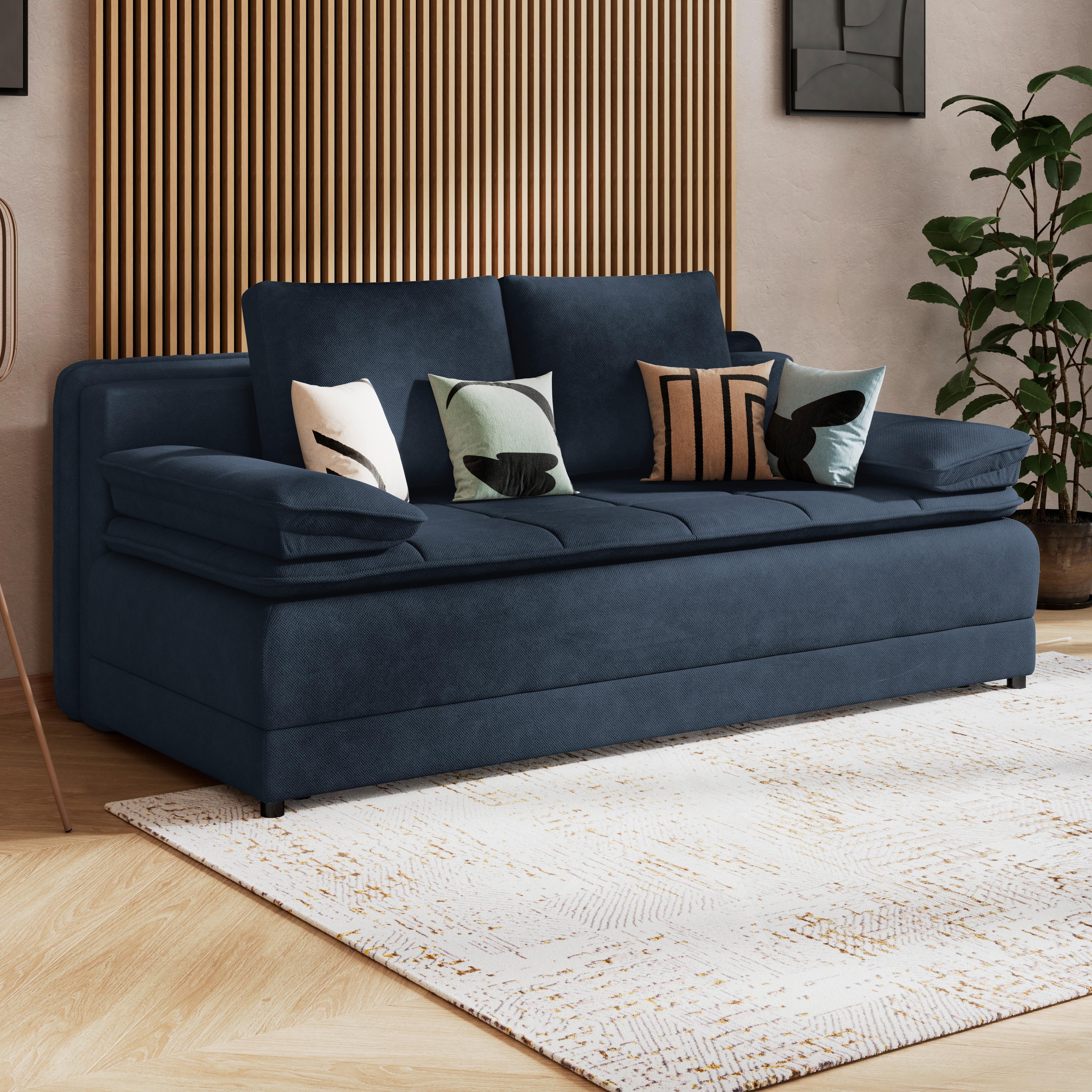 Schlafsofa Alice - Schwarz/Dunkelblau, MODERN, Textil (202/73-92/105cm) - Luca Bessoni
