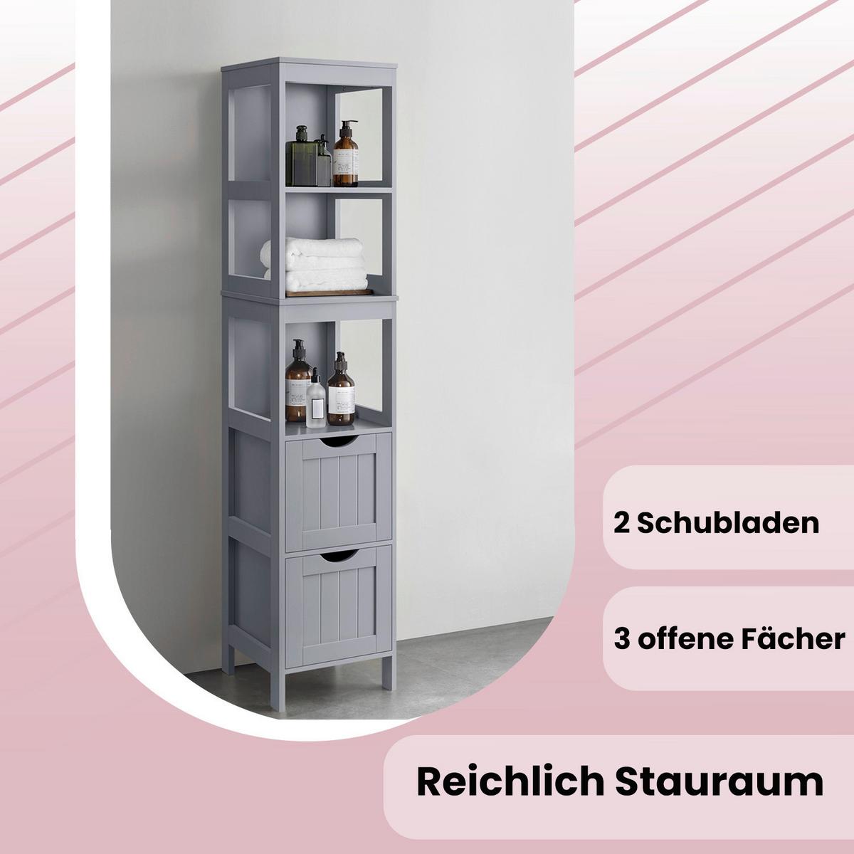 Midischrank Bathroom Cabinet - Grau, MODERN, Holzwerkstoff (30/141,5/30cm) - MID.YOU