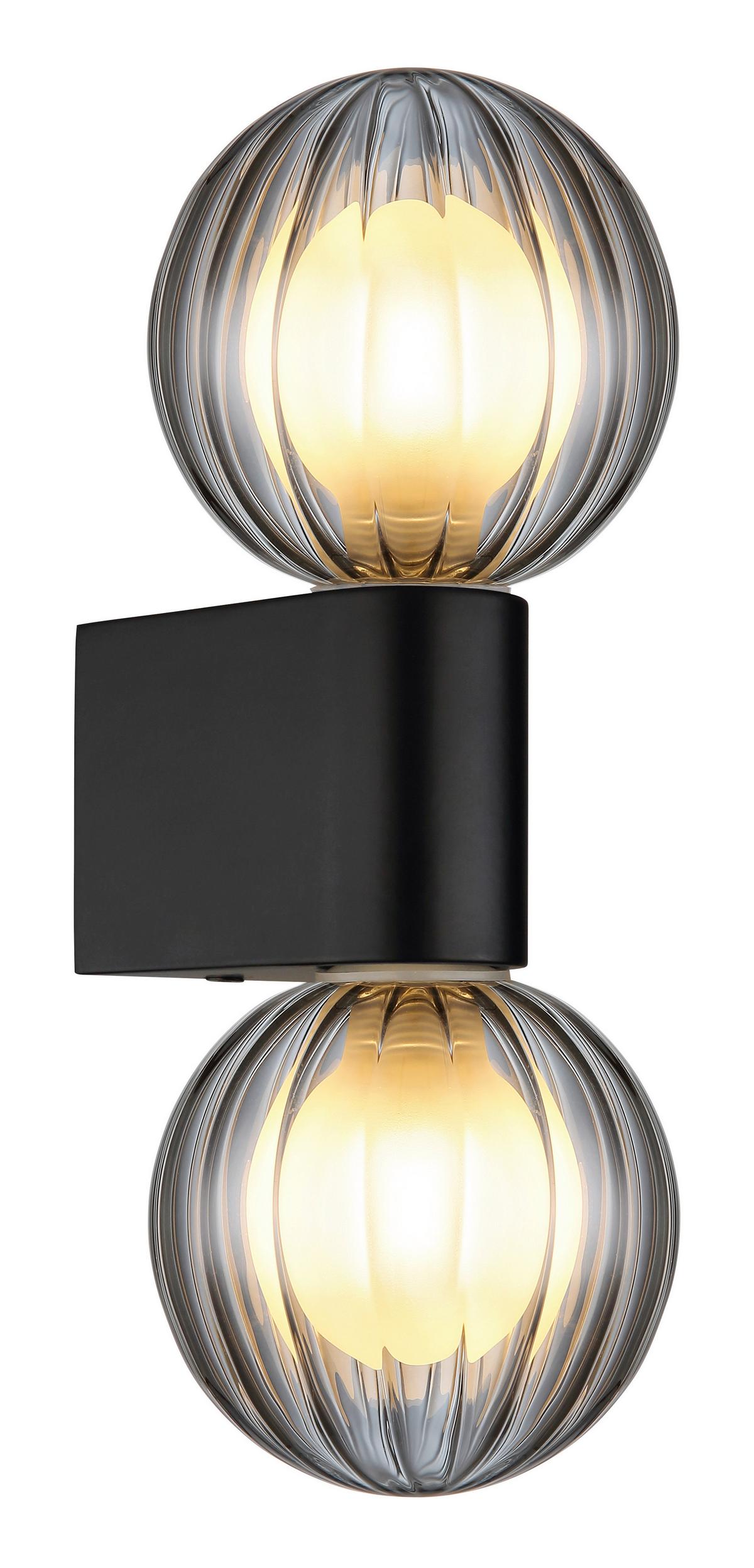 Bad-wandleuchte Ip44 2-Flammig Schwarz L: 10 Cm - Schwarz, KONVENTIONELL, Glas/Metall (26,5/10/12cm) - Globo