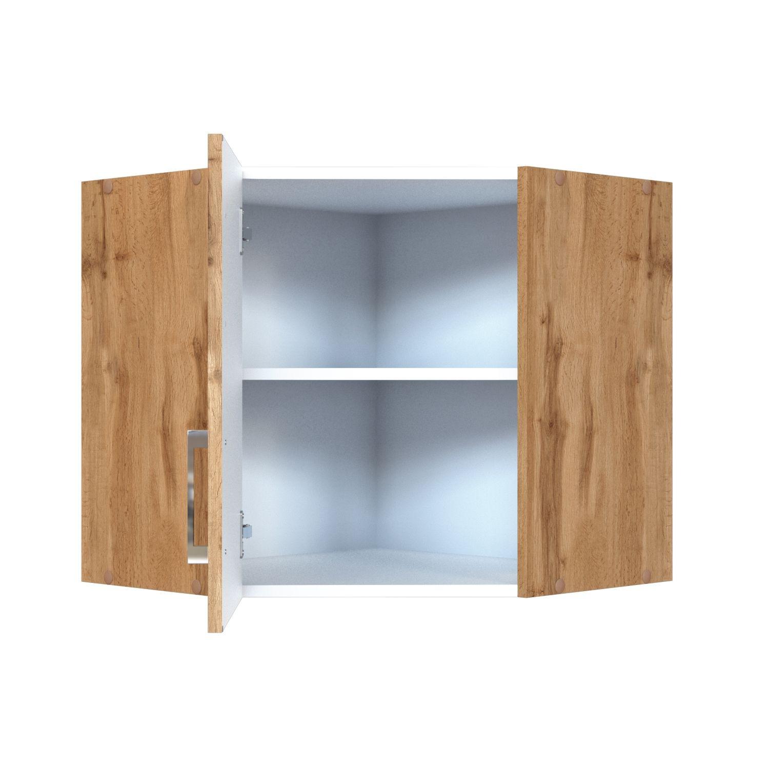 Eckoberschrank Chic B: 60 cm Eichef. 1 Drehtür + Bügelgriff - Eiche Wotan, MODERN, Holzwerkstoff (60/57/60cm) - Held