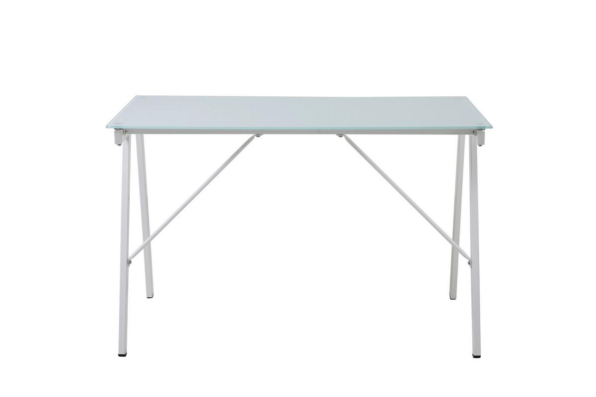 Schreibtisch Weiß L: 113cm - Weiß, Design, Glas/Metall (113/58/73cm) - Livetastic