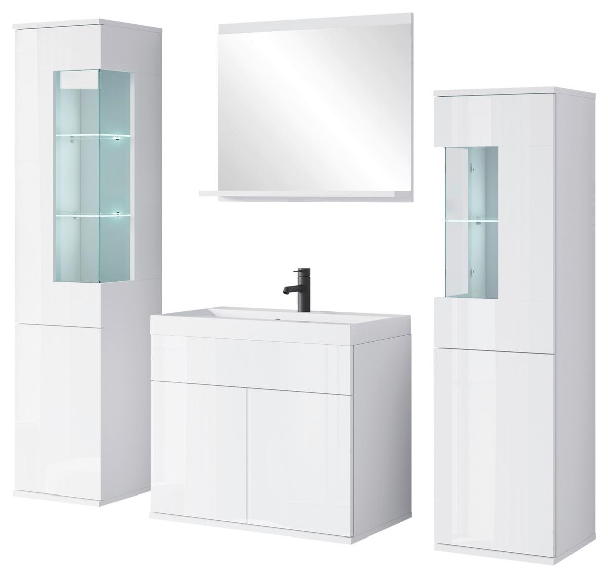 Badezimmer Narobi Weiß B: 120,4 Cm - Weiß Hochglanz/Weiß, Trend, Glas/Keramik (120,4cm) - P & B