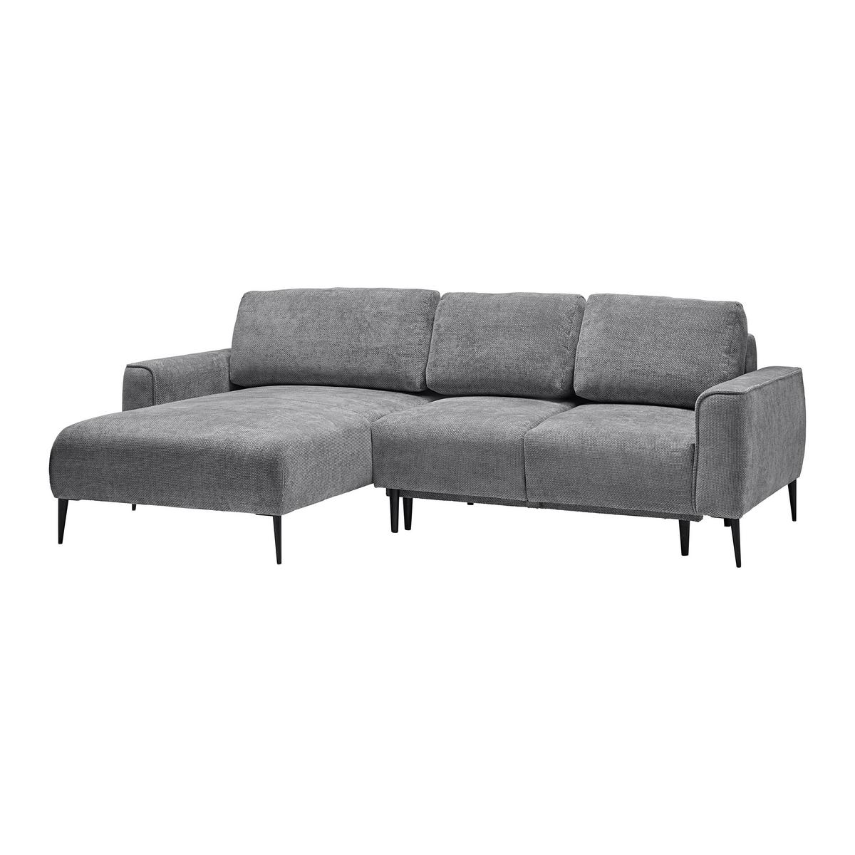 Rohová sedačka CUSTOM, levá, šedá žinylka - šedá/černá, Moderní, kov/textil (164/255cm) - Mömax