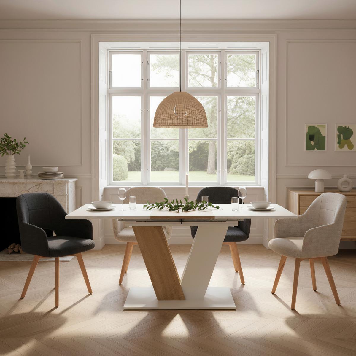 Esstisch Siena T - Eiche Artisan/Weiß, MODERN, Holzwerkstoff (110-150/76/70cm) - MID.YOU