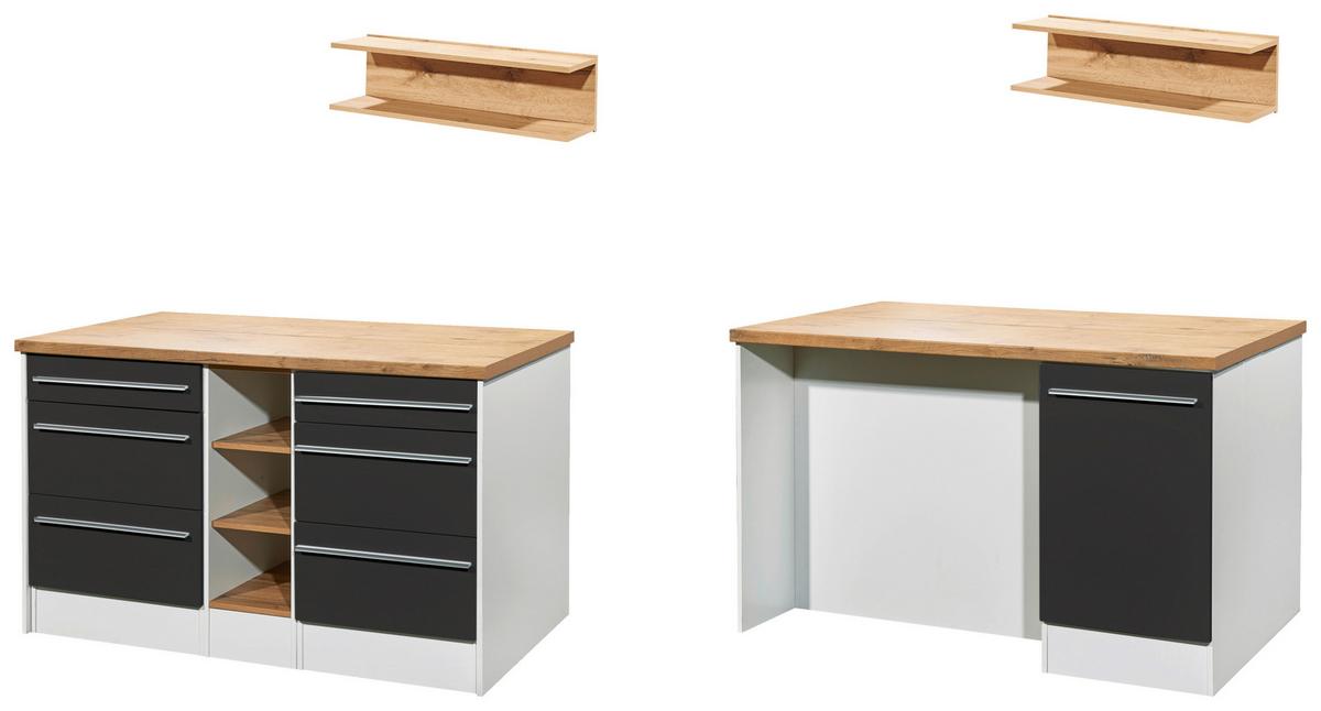 Küchenblock Gabriel Küchenzeile 290 Cm - Wildeiche/Grau Hochglanz, Design, Holzwerkstoff (290-150cm) - Respekta