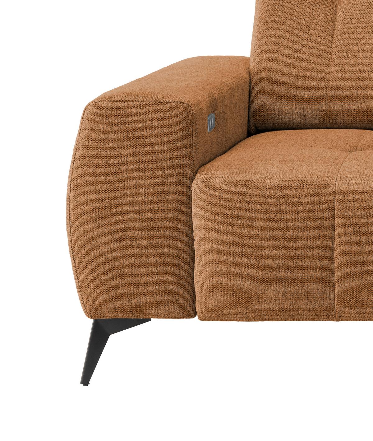 Ecksofa mit USB Anschluss Sano, Currygelb, S: 258x180 cm - Currygelb/Schwarz, MODERN, Textil (258/180cm) - Livetastic