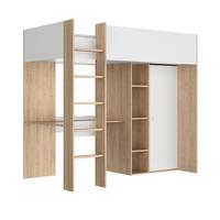 Spielbett MATIS 90x200 cm - Kastanienfarben/Weiß, Basics, Holzwerkstoff (90/200cm)