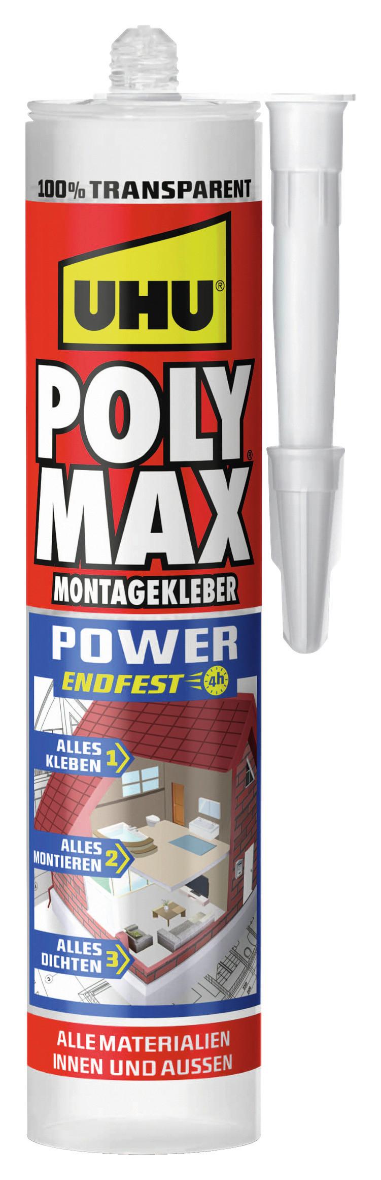 Montagekleber Poly Max Sofort Power Kartusche 300g - Basics, Kunststoff (5/5/23cm) - UHU AUSTRIA