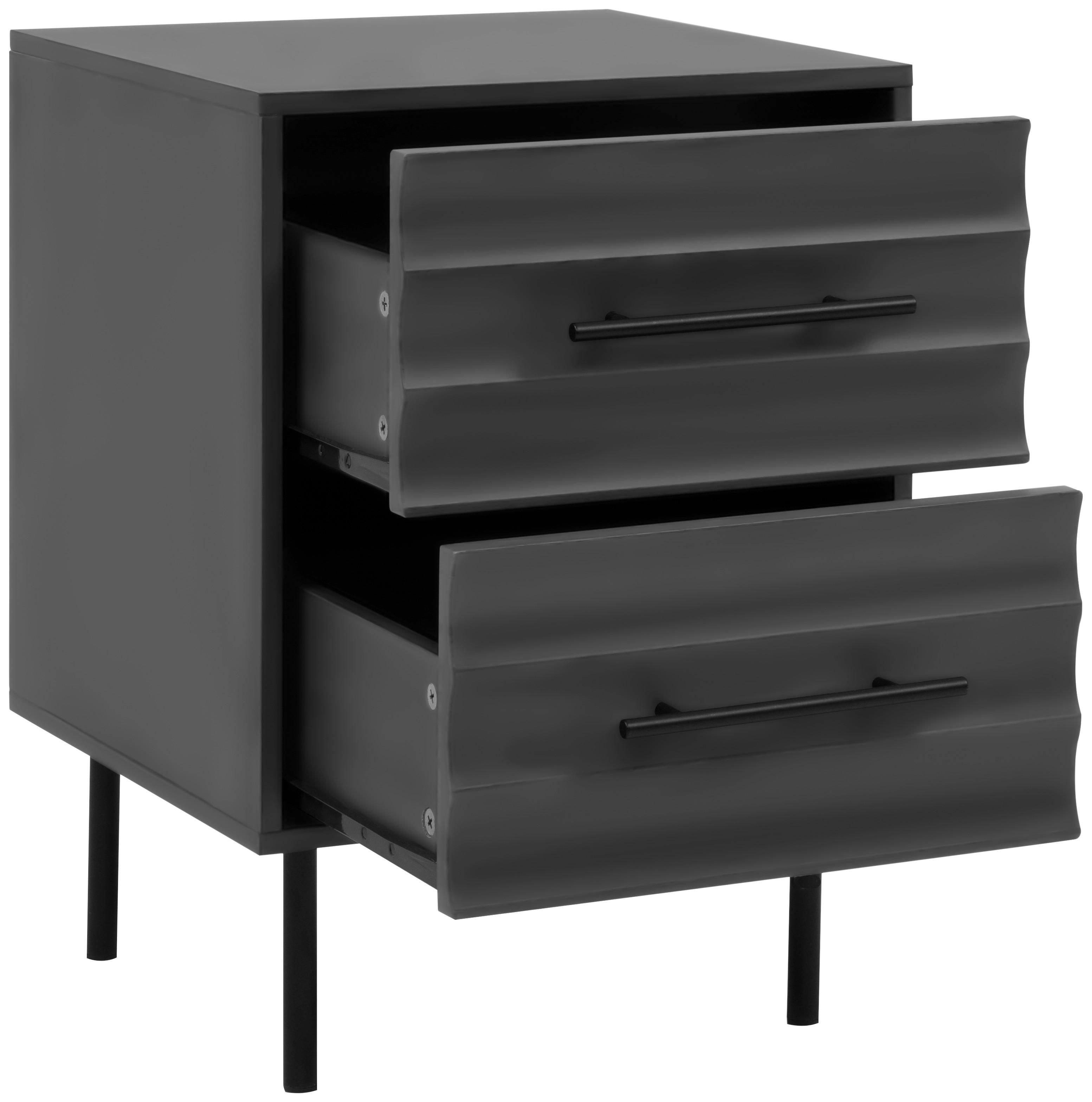 Nachtkästchen Carlton Anthrazit H: 55 Cm - Anthrazit/Schwarz, Trend, Holzwerkstoff (40/55/39cm)