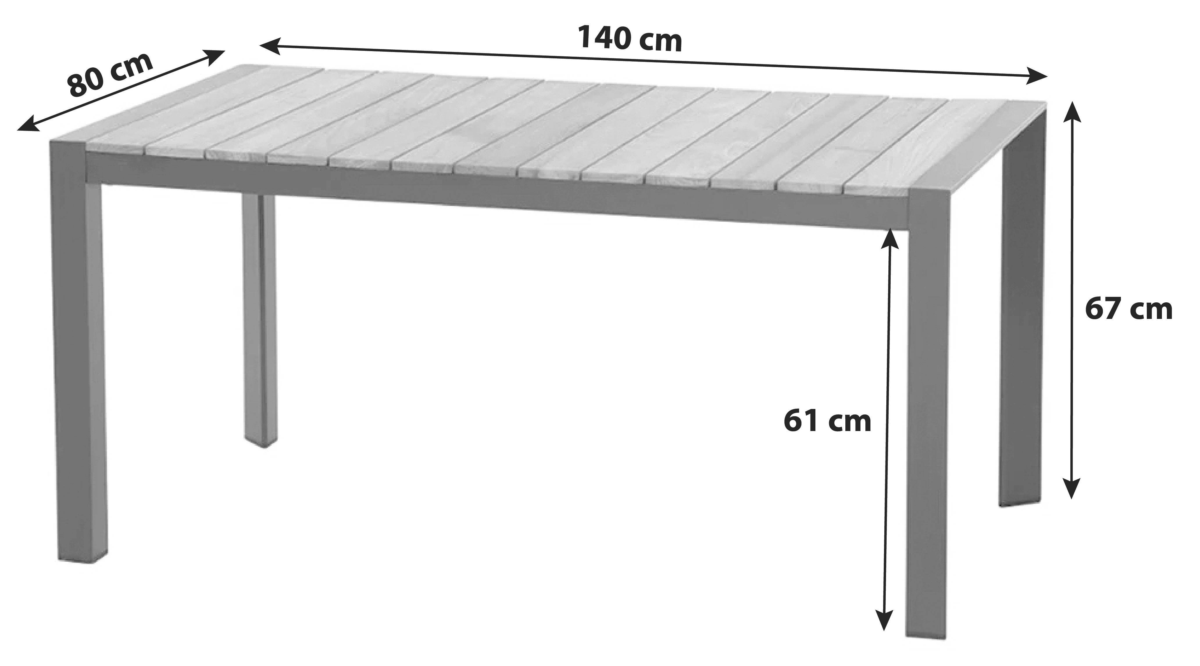 Gartentisch Teakholz/metall L 140 Cm - Anthrazit/Teakfarben, KONVENTIONELL, Holz/Metall (140/80/67cm) - Siena Garden