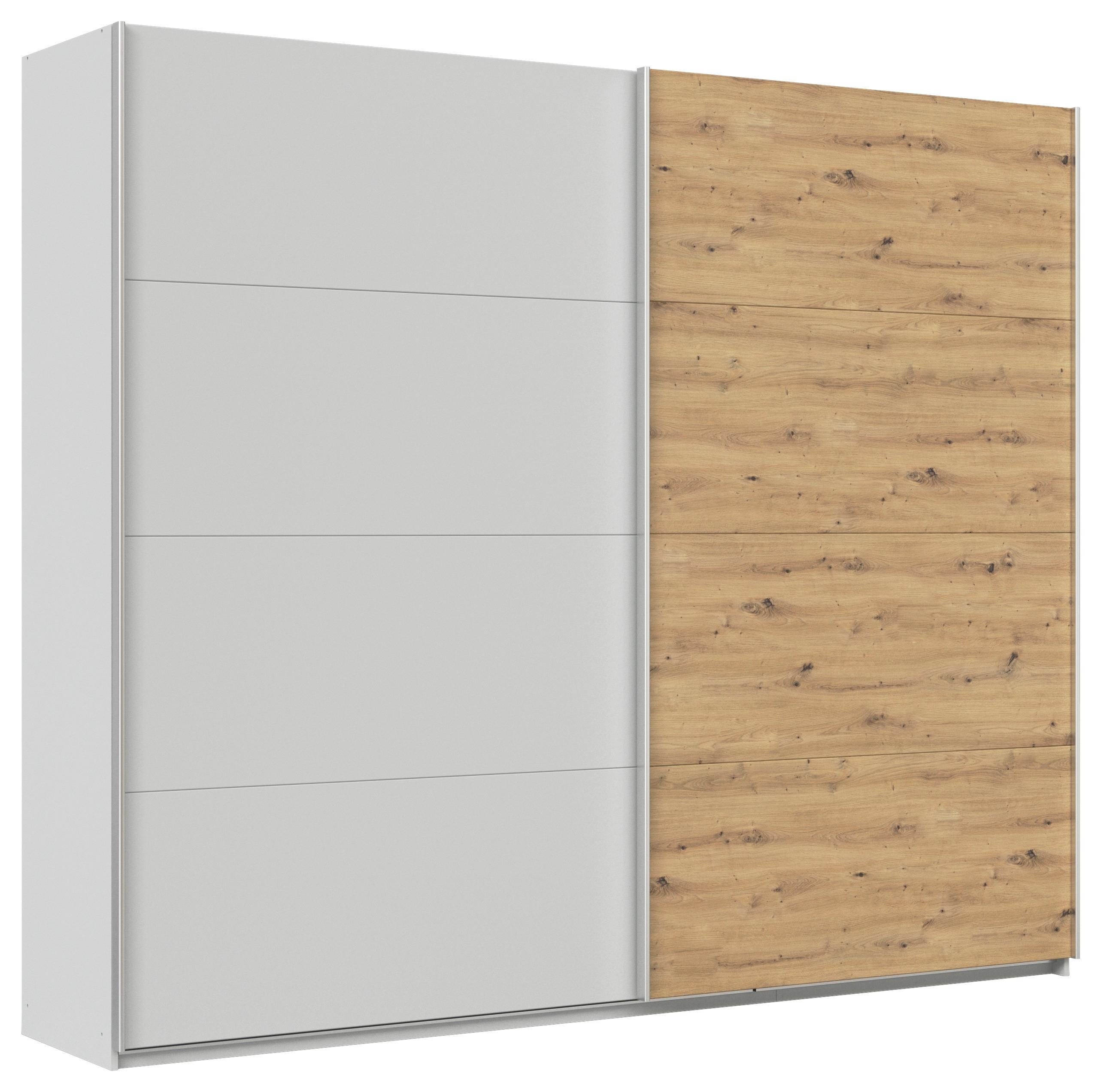 Schwebetürenschrank B: 271cm Feldkirch Seidengr/Eiche Dekor - Hellgrau/Eiche Artisan, MODERN, Holzwerkstoff (271/229/62cm)