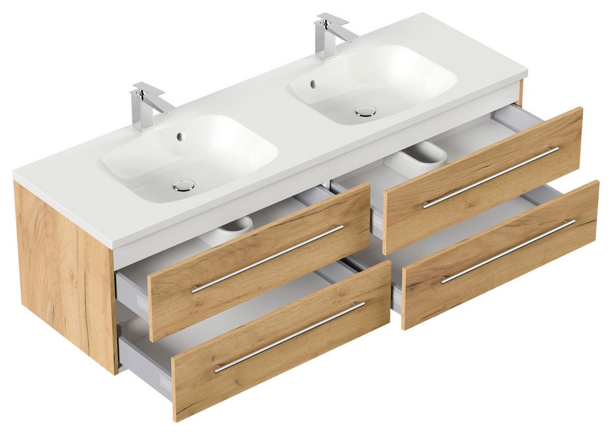WASCHTISCHKOMBI Geant, Eichefarben B: 160cm - Eichefarben/Weiß, Basics, Holzwerkstoff/Stein (160cm) - MID.YOU