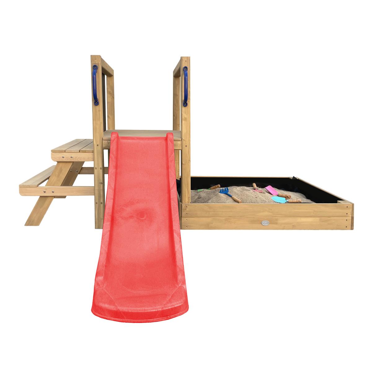 Spielturm Mit Rutsche Rot - Rot/Braun, Basics, Holz/Kunststoff (208,7/88/215cm) - Ambia Garden