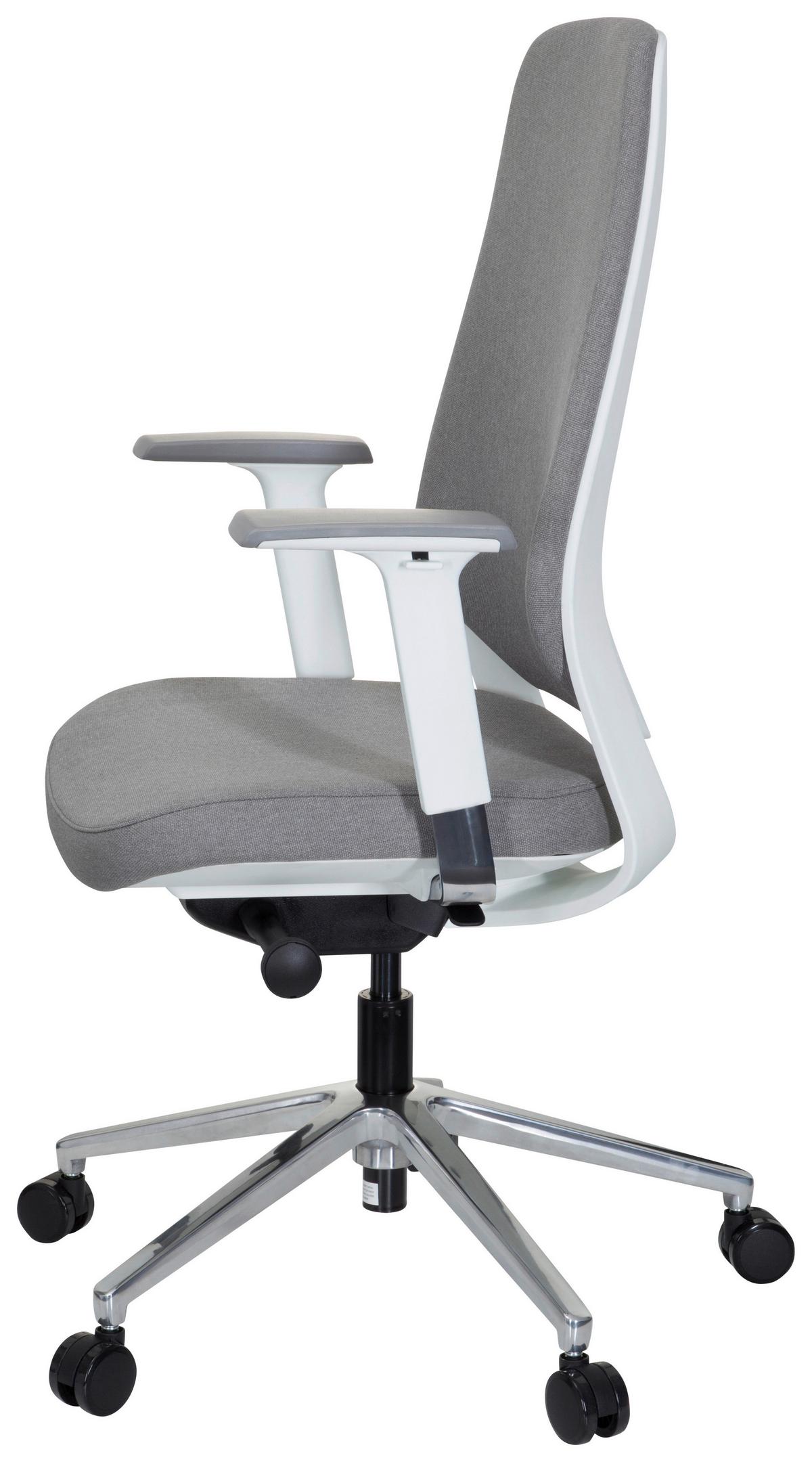 Drehstuhl Chiaro T4 White Armstützen Grau/weiß Bis 110kg - Weiß/Grau, MODERN, Kunststoff/Textil (56/131/67cm) - MID.YOU