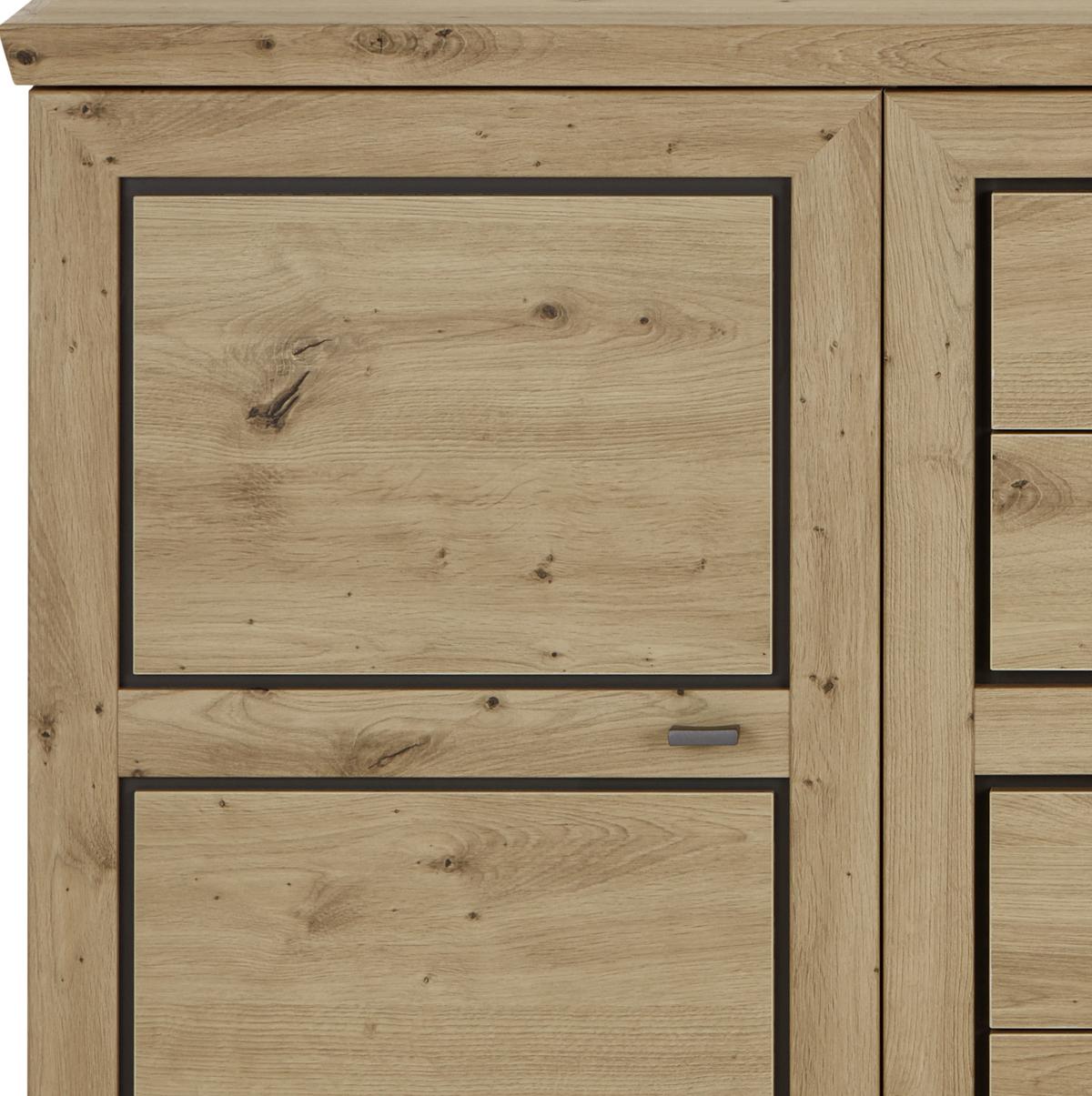 ŠIROKÁ KOMODA HARVEY - barvy dubu/antracitová, Lifestyle, kov/kompozitní dřevo (160/89,5/43cm)