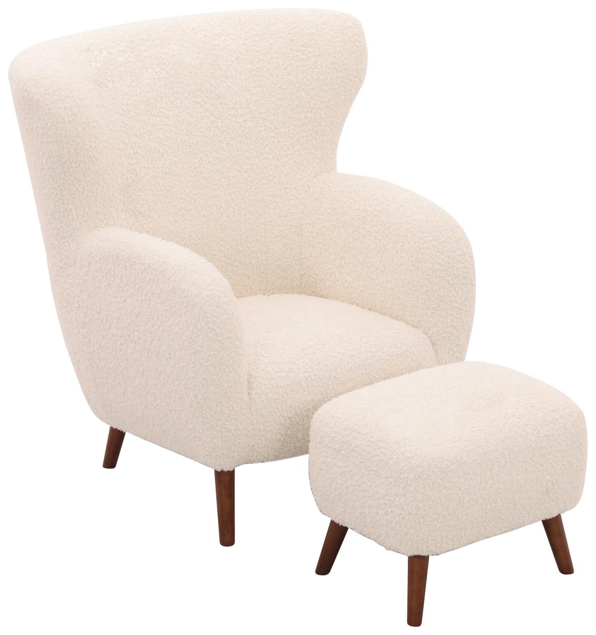 Sesselset Savoy Weiß B: 90 cm - Kastanienfarben/Weiß, Design, Holz/Textil (90/98/88cm) - Livetastic