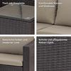 Loungegarnitur 3-Teilig Sky Kunststoff/Textil/Glas +kissen - Creme/Schwarz, MODERN, Glas/Kunststoff (144cm) - Ondega