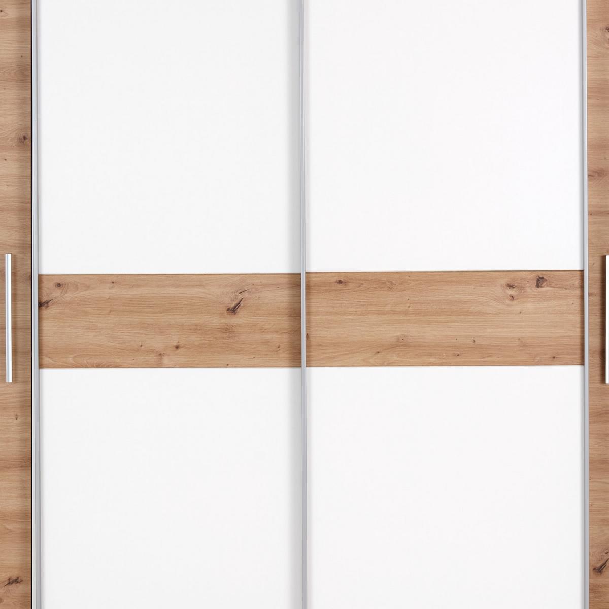 Drehtürenschrank B: 215 cm Fabio Weiß/Eiche Artisan Dekor - Weiß/Eiche Artisan, KONVENTIONELL, Holzwerkstoff (215/215/62cm)