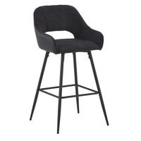 Barhocker mit Lehne Porto Anthrazit/Schwarz - Anthrazit/Schwarz, MODERN, Textil/Metall (52/102/56cm) - MID.YOU