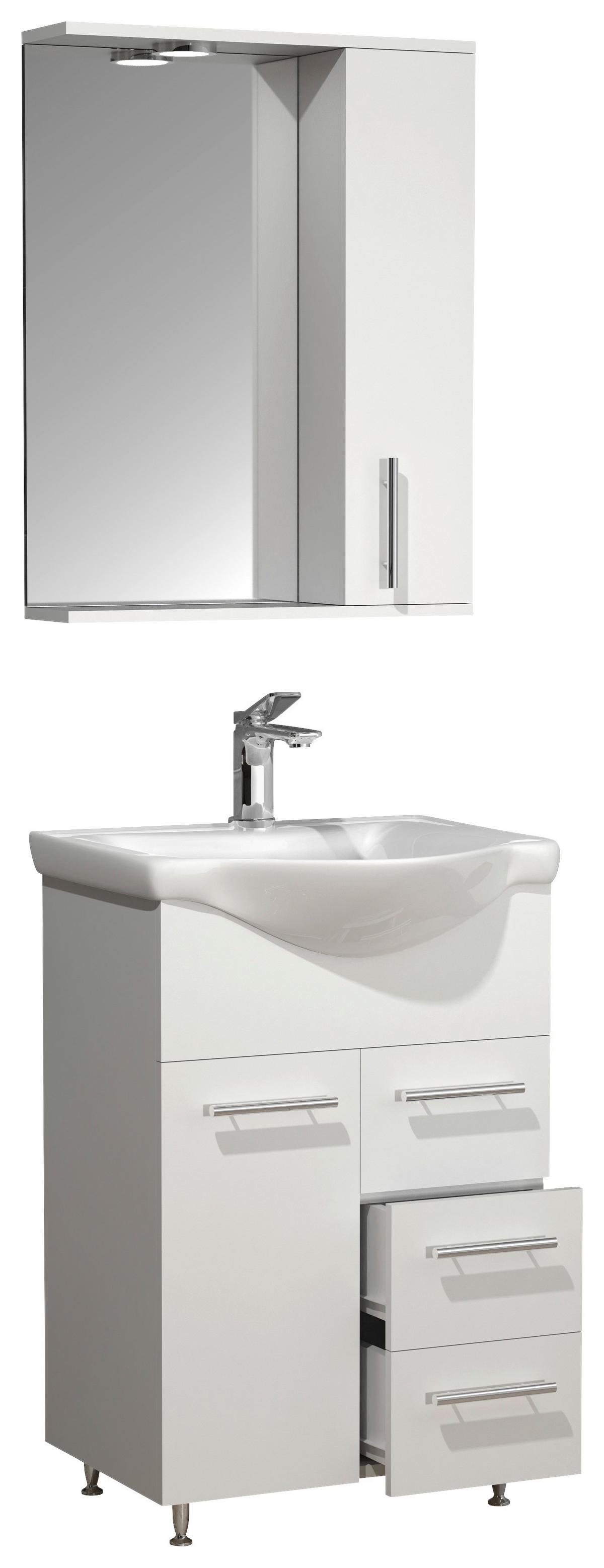 Badezimmer Lisalo L - Silberfarben/Weiß, MODERN, Glas/Keramik (55cm) - MID.YOU