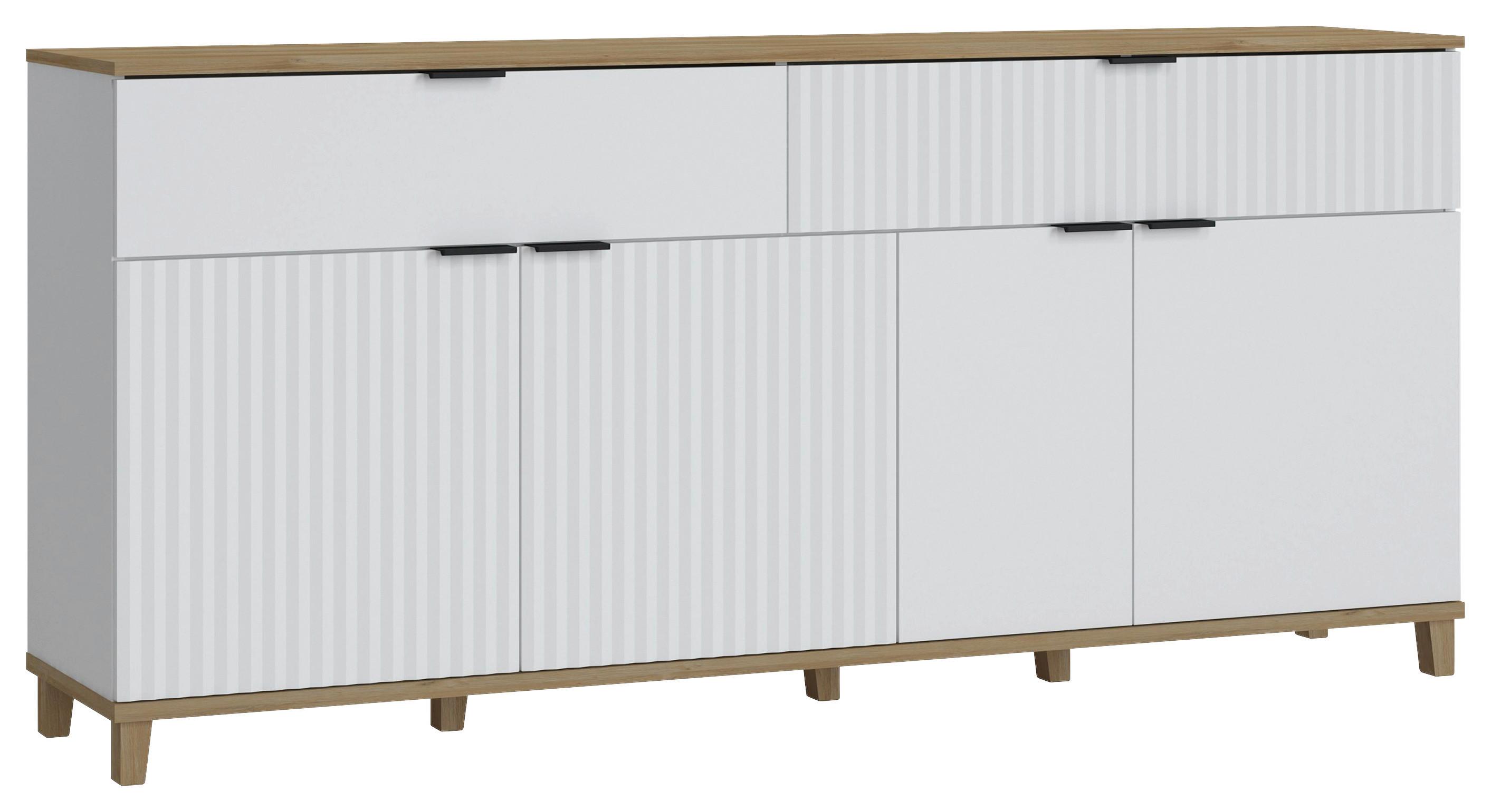 Sideboard Plissee Alpin Weiß Grandson Eiche B: 187,1 Cm