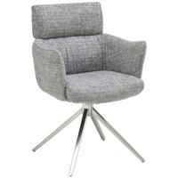 Armlehnstuhl Bathia Grau, Sitzfl. 360° drehbar - Edelstahlfarben/Grau, KONVENTIONELL, Textil/Metall (61/89/63cm) - Livetastic