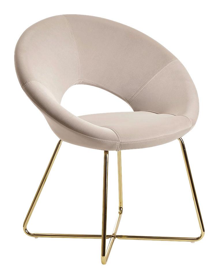 Jedálenská stolička s podrúčkami béžová - zlatá/béžová, Modern, kov/textil (57/83/60cm) - MID.YOU