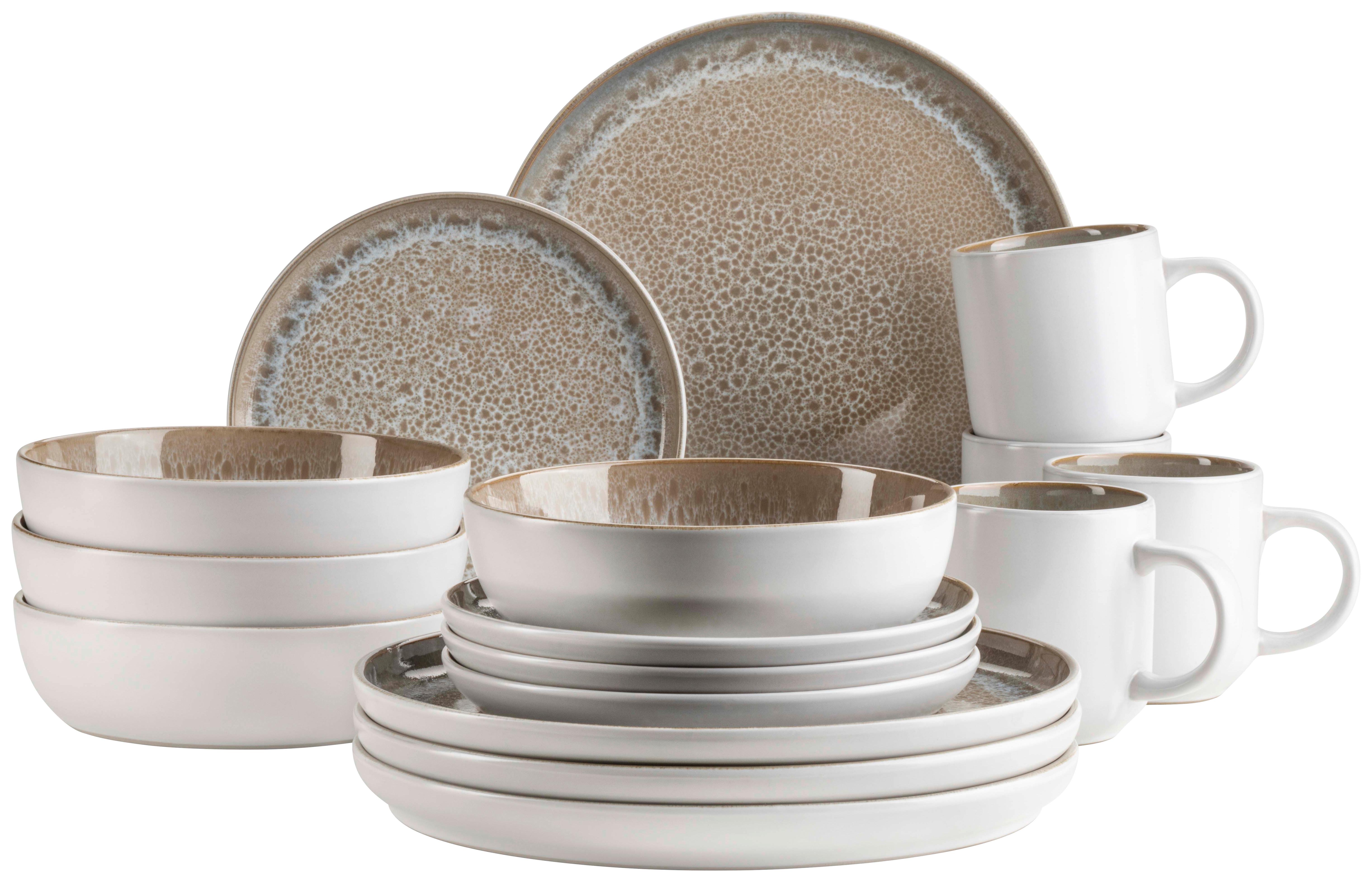 Kombiservice MALEA 16-teilig Steinzeug, Beige, 4 Personen - Beige, Basics, Keramik - Mäser