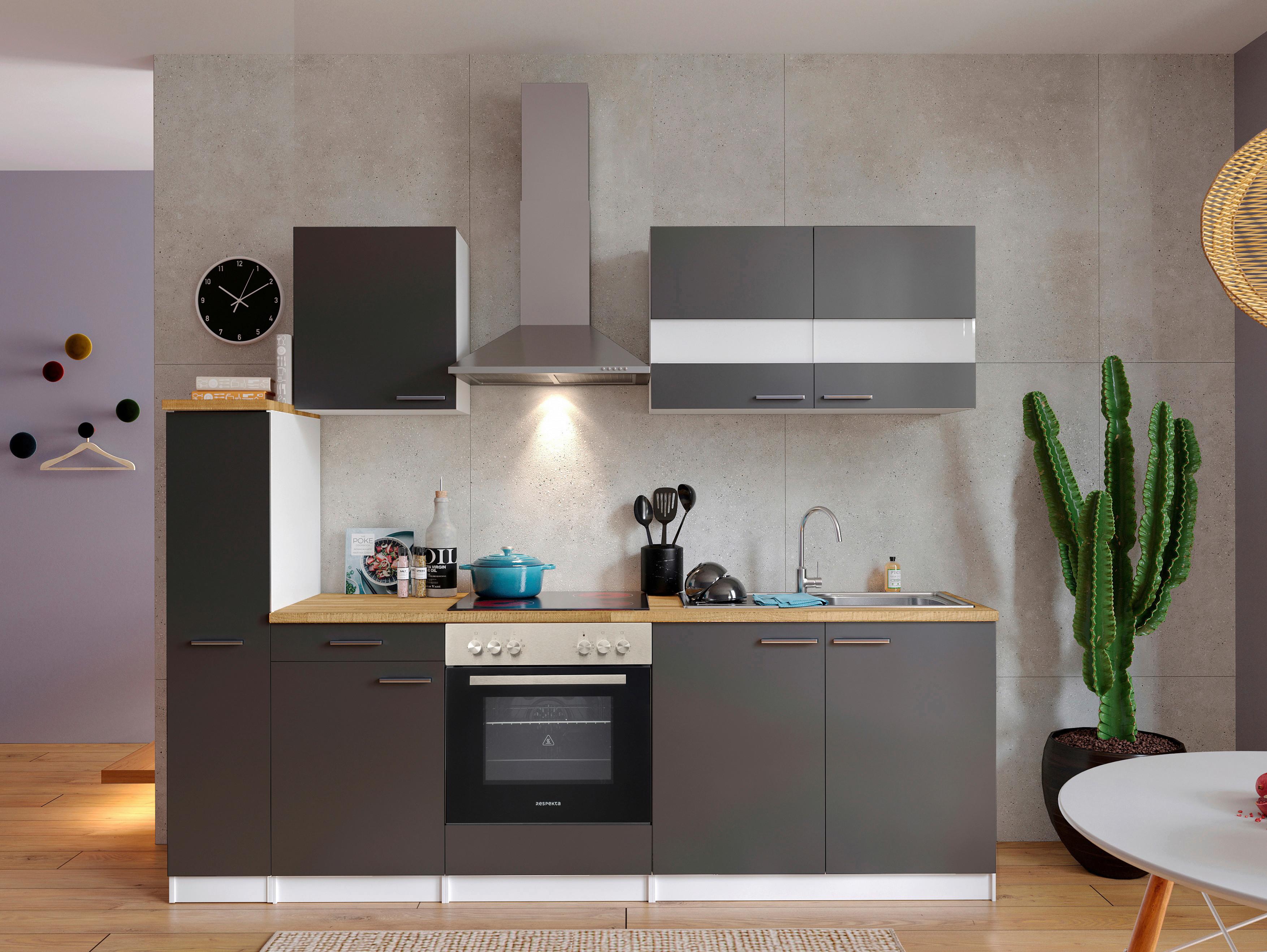 Küchenblock Malia Küchenblock 240 Cm - Nussbaumfarben/Weiß, Basics, Holzwerkstoff (240cm) - Respekta