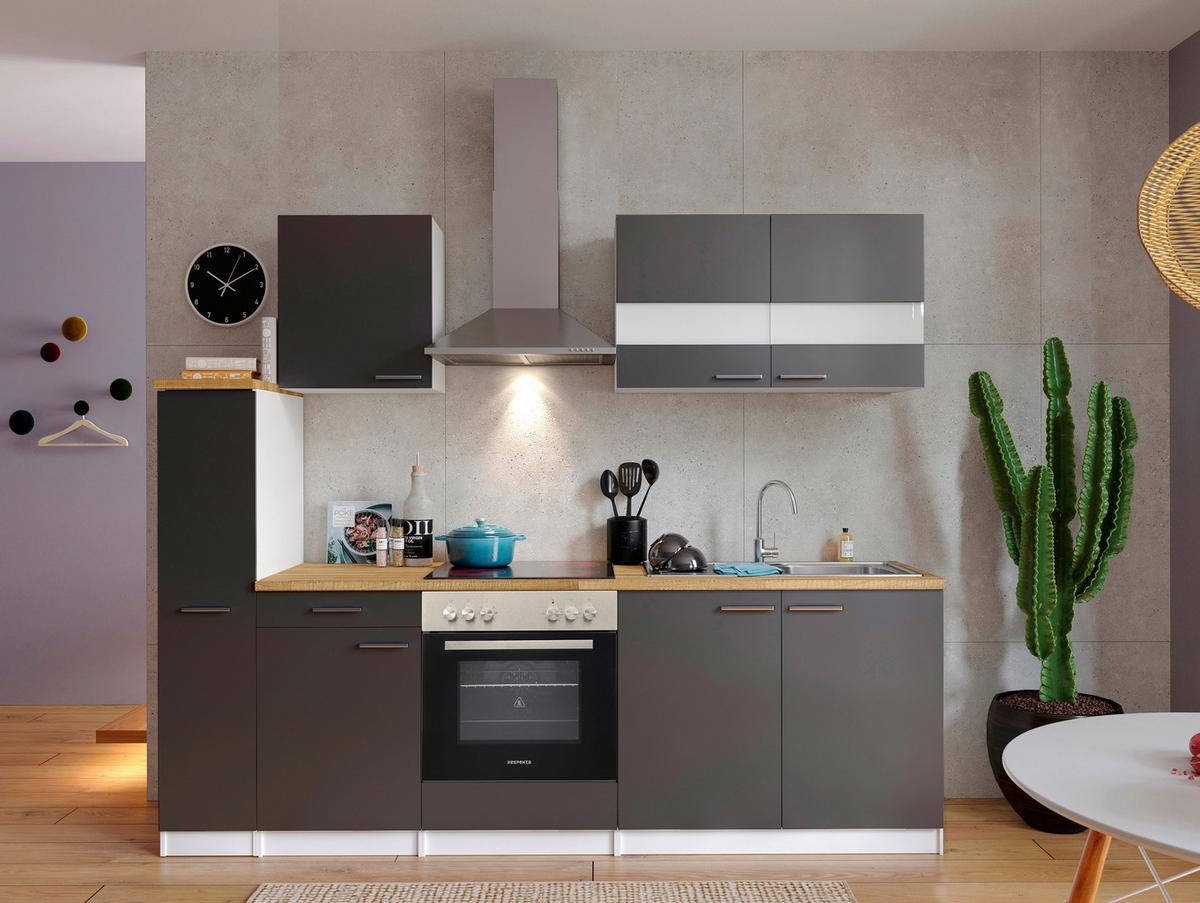 Küchenblock Malia Küchenblock 240 cm - Nussbaumfarben/Weiß, Basics, Holzwerkstoff (240cm) - Respekta