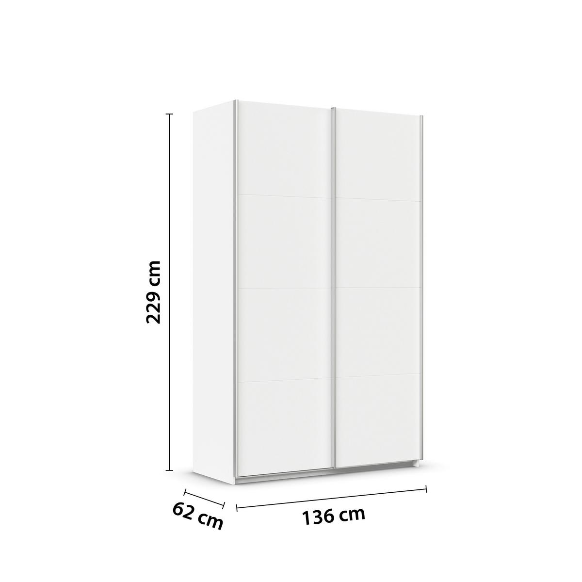 Schwebetürenschrank B: 136cm Feldkirch Alpinweiß - Weiß, MODERN, Holzwerkstoff (136/229/62cm)