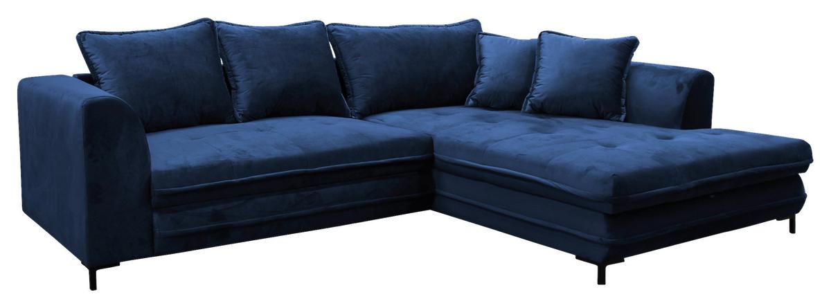 Eckschlafsofa Bello Royalblau Schlaffunktion Ottomane Rechts - Blau/Royalblau, Design, Textil (277/187cm) - Livetastic
