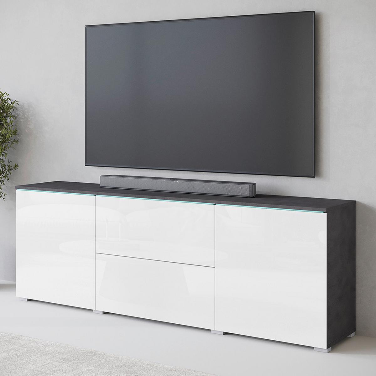 NÍZKÁ KOMODA VERA 181 - šedá/bílá, Trend, kompozitní dřevo/plast (180/61,8/34,5cm) - P & B