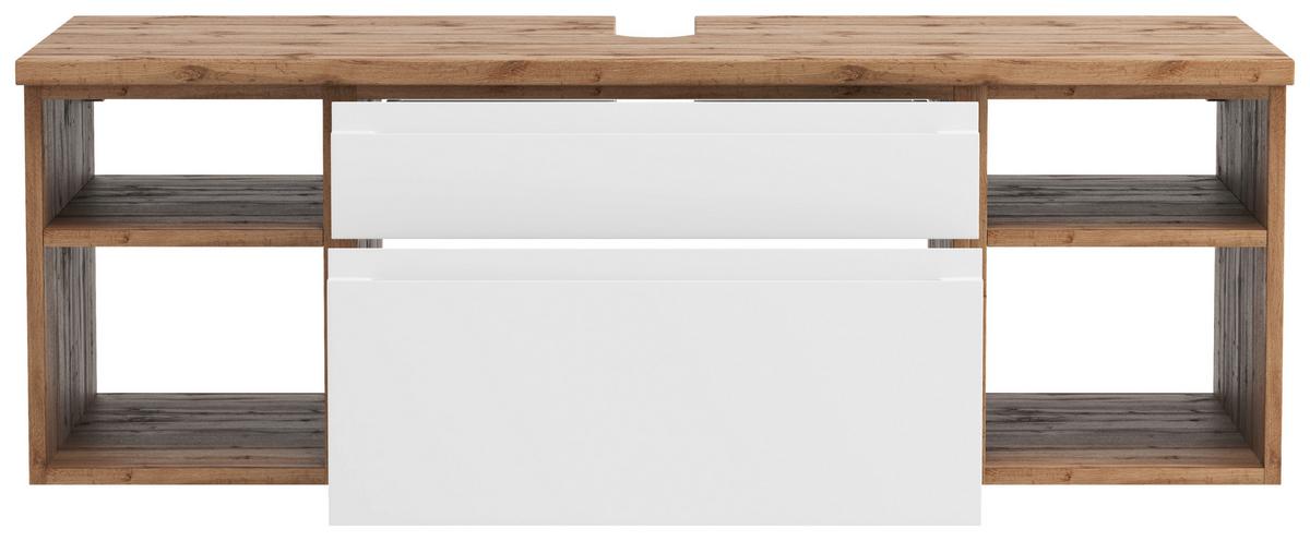 Hängender Waschbecken- Unterschrank Arosa B: 120 cm - Eiche Wotan/Weiß, MODERN, Holzwerkstoff (120/41/47cm) - Held