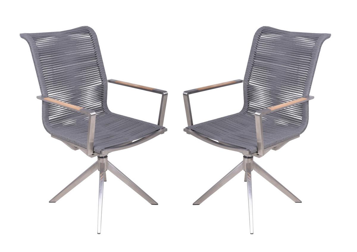 Gartenstuhl-set Rubiera - Anthrazit/Silberfarben, Basics, Holz/Kunststoff (63/95/54cm) - Gardenson