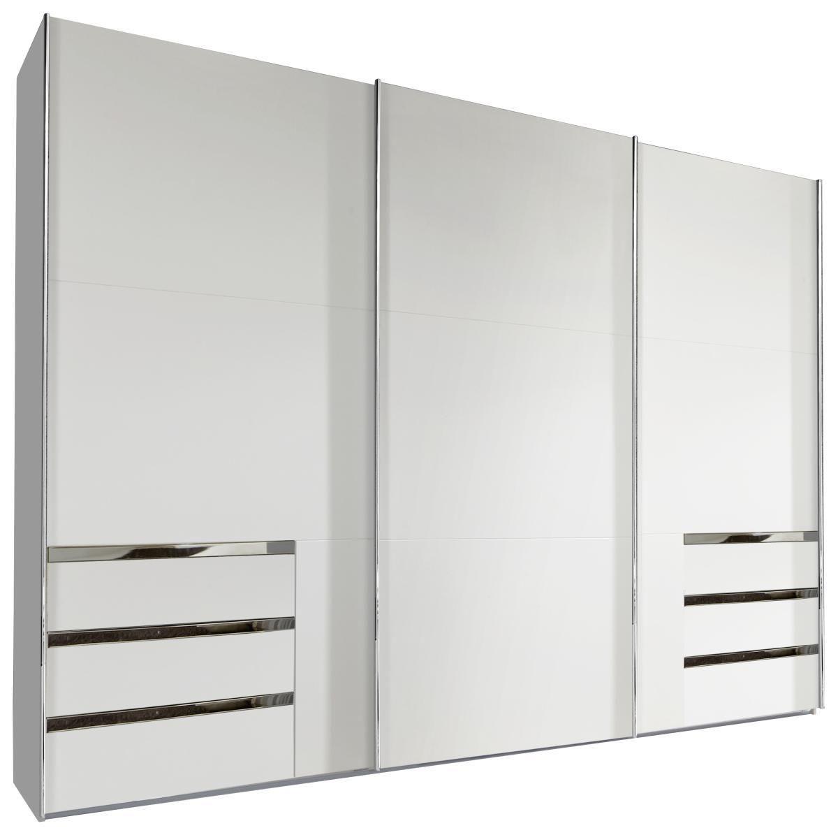 Schwebetürenschrank Mit Laden 300cm Level 36a, Weiß - Weiß, MODERN, Holzwerkstoff (300/216/65cm) - MID.YOU