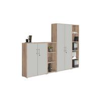 AKTENSCHRANK OFFICE EDITION - SW SET 4 - Hellgrau/Sonoma Eiche, MODERN, Holzwerkstoff (128,5/185,6/33cm) - MID.YOU