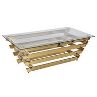 Couchtisch Goldfarben B: 70 Cm - Klar/Goldfarben, Design, Glas/Metall (130/70/45cm) - Livetastic