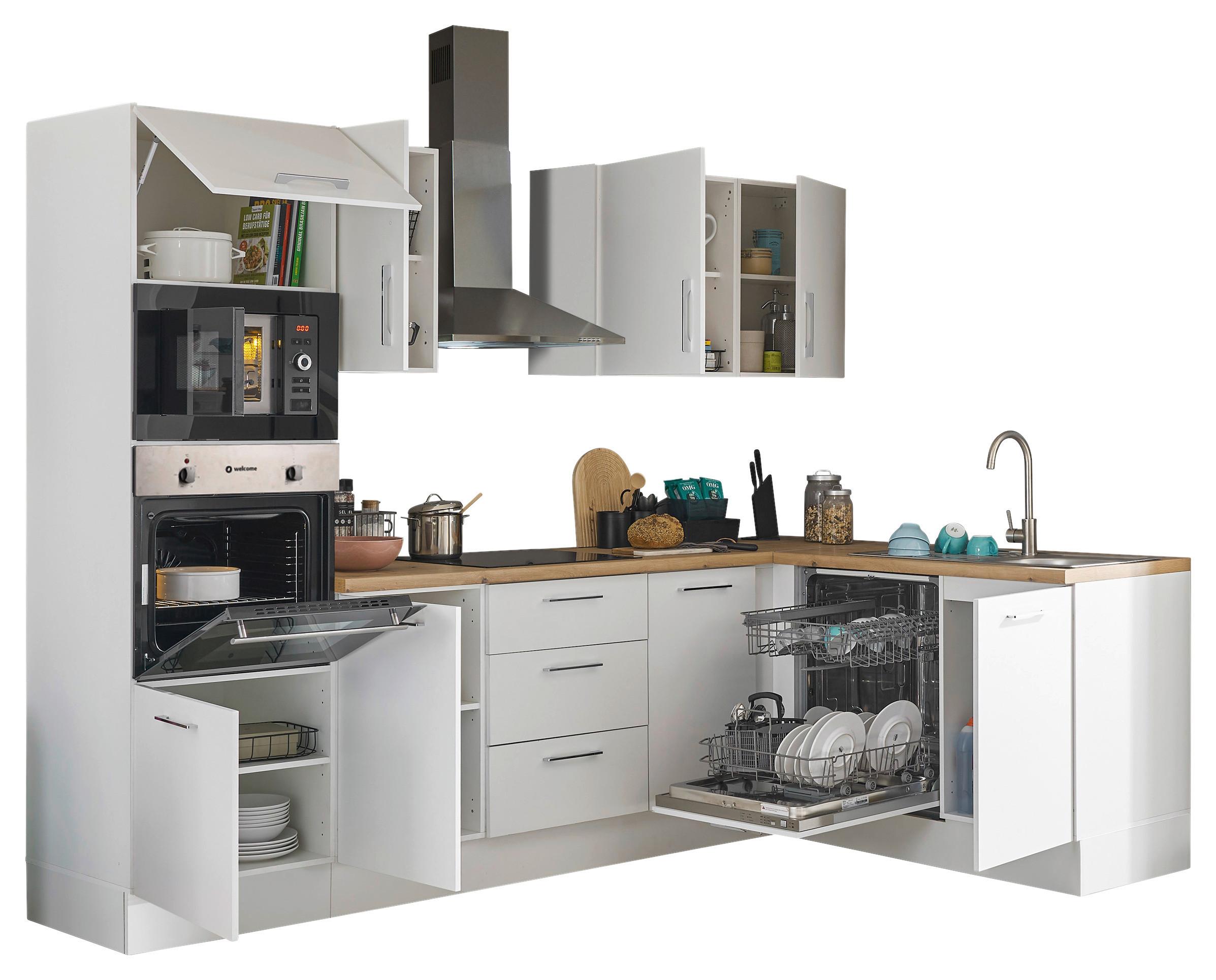 Eckküche Turin Weiß/Eiche Dekor 280x175 cm - Weiß/Eiche Artisan, Basics, Holzwerkstoff (280/175cm) - MID.YOU