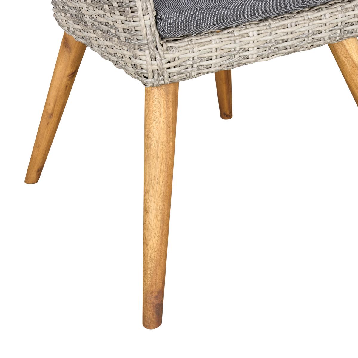 Gartengarnitur 7-tlg. Oslo Kunststoffgeflecht Mit Kissen - Grau/Akaziefarben, MODERN, Glas/Holz - Beldano