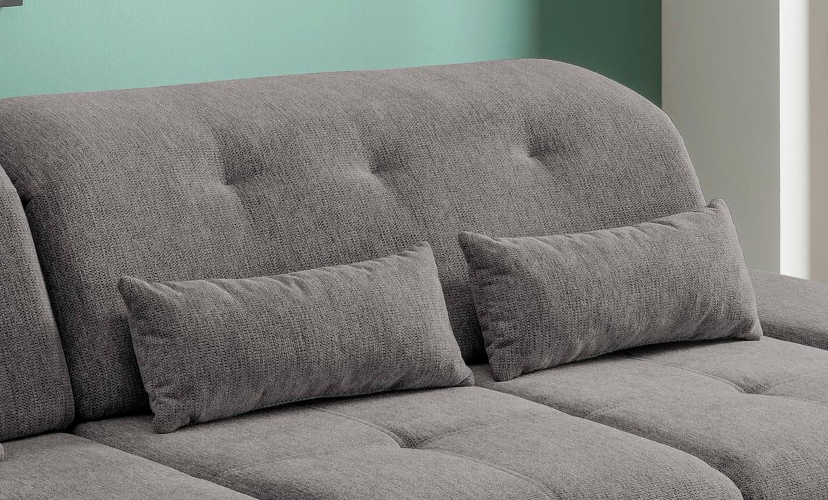 Ecksofa mit Schlaffunktion Dalida Braun/Grau Chenille - Chromfarben/Graubraun, Design, Textil (196/300cm) - Livetastic