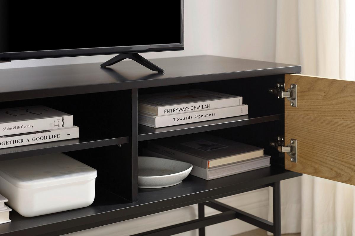 Lowboard Schwarz, Eichefarben B: 150cm - Eichefarben/Schwarz, Design, Holz/Holzwerkstoff (150/60/40cm) - Livetastic