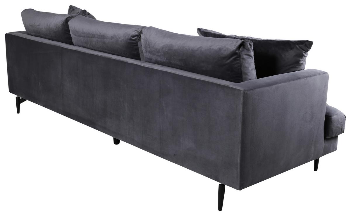 3-Sitzer-Sofa Sofia - Dunkelgrau/Schwarz, Design, Kunststoff/Textil (260/86/88cm) - Livetastic